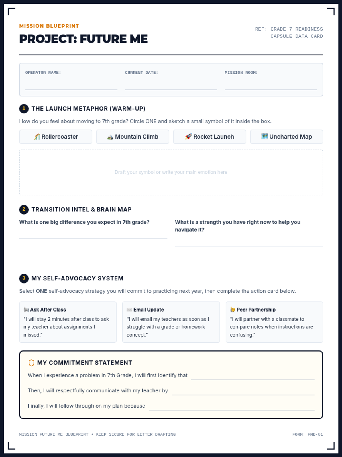 Mission Future Me Blueprint Worksheet