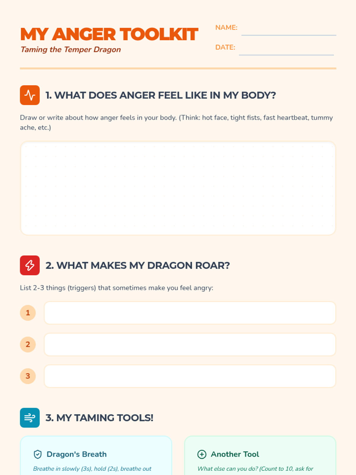 My Anger Toolkit Worksheet • Material • Lenny Learning