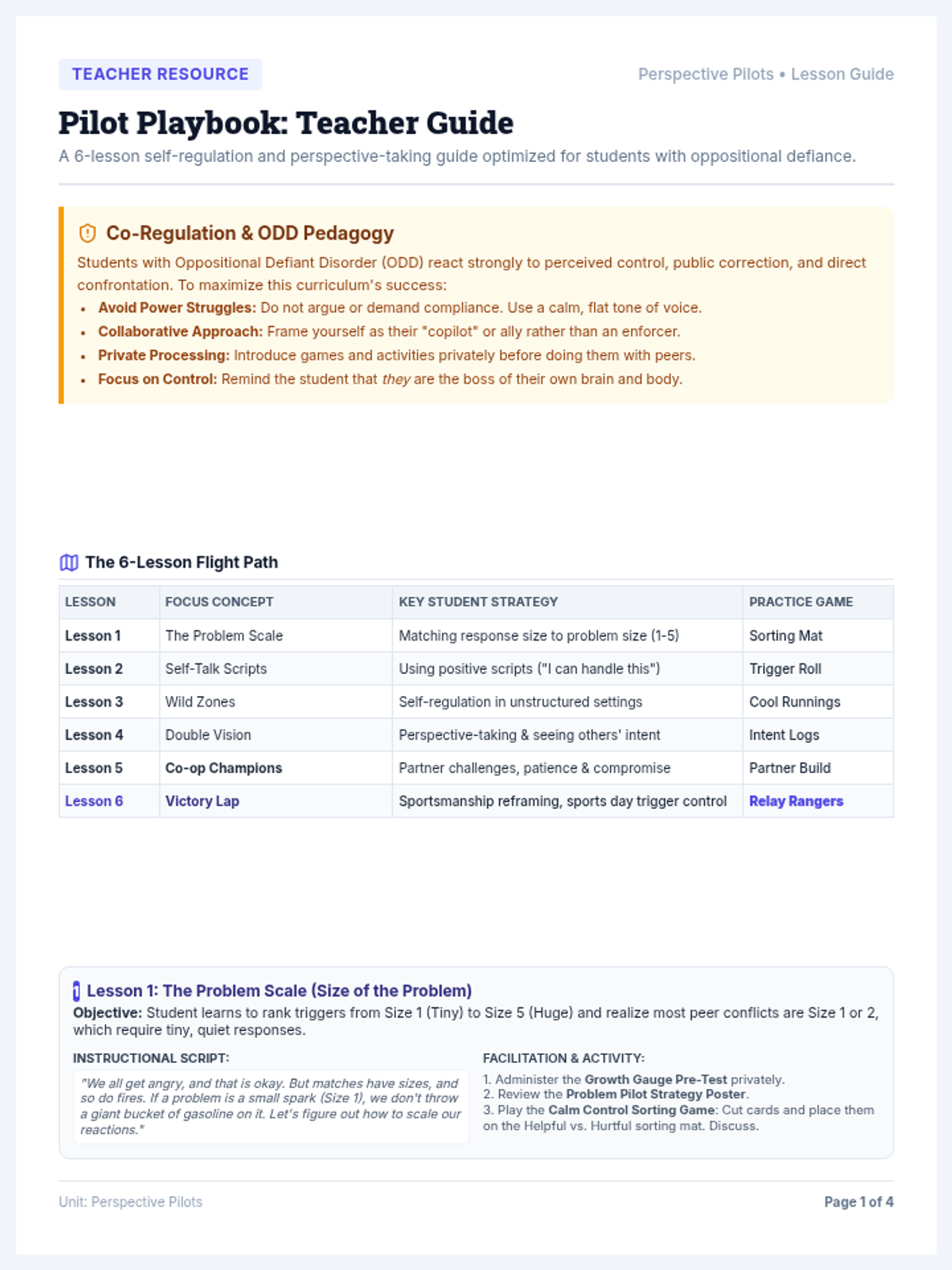 Pilot Playbook Teacher Guide