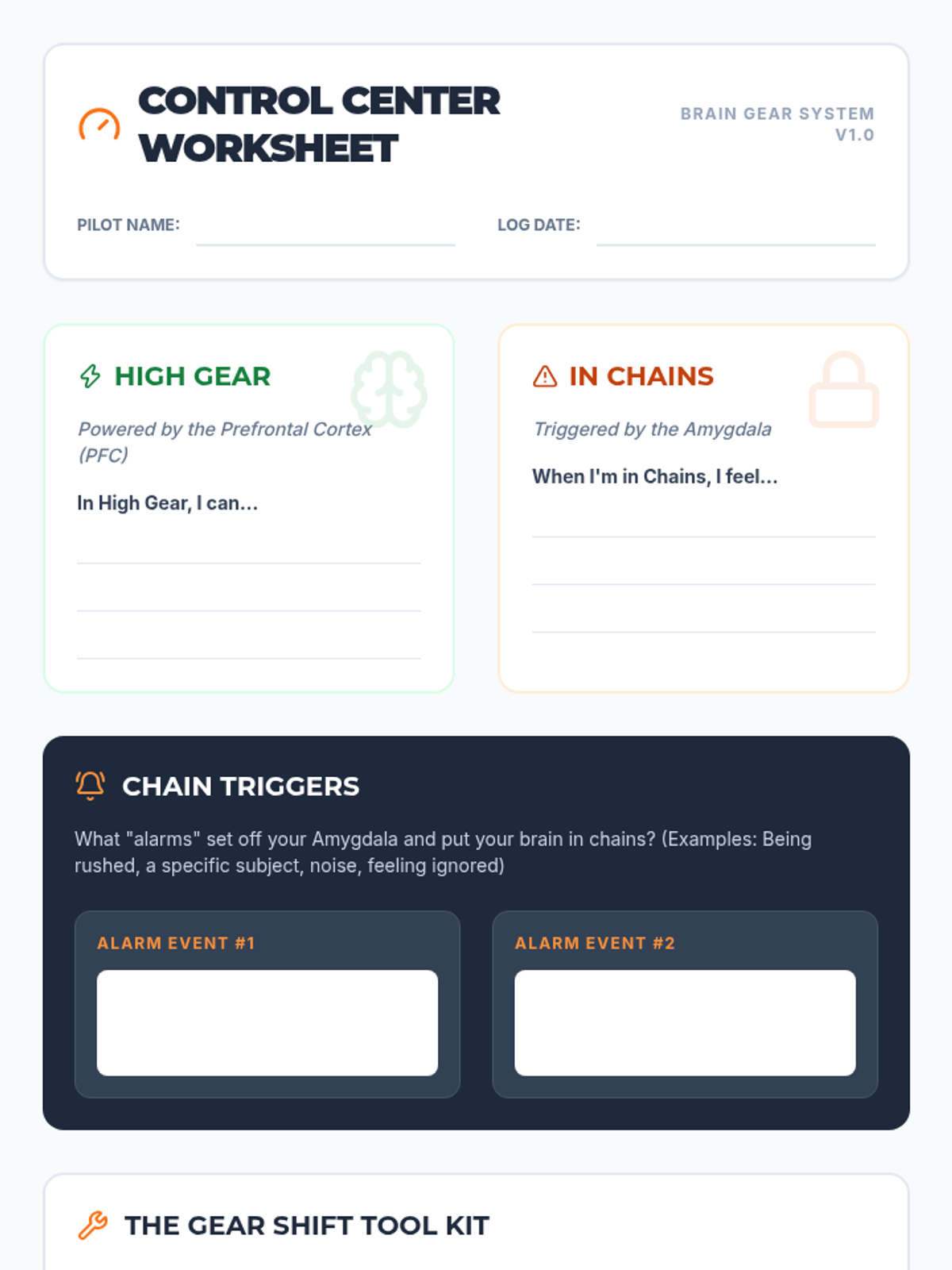 Control Center Worksheet • Material • Lenny Learning