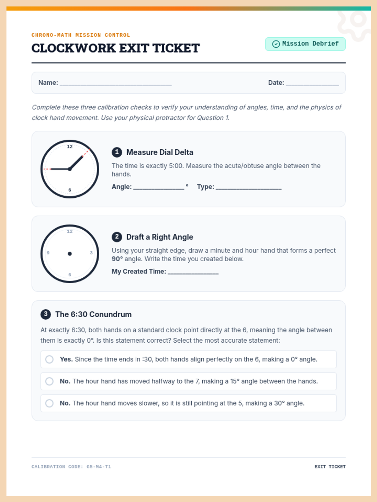 Clockwork Angles Exit Ticket