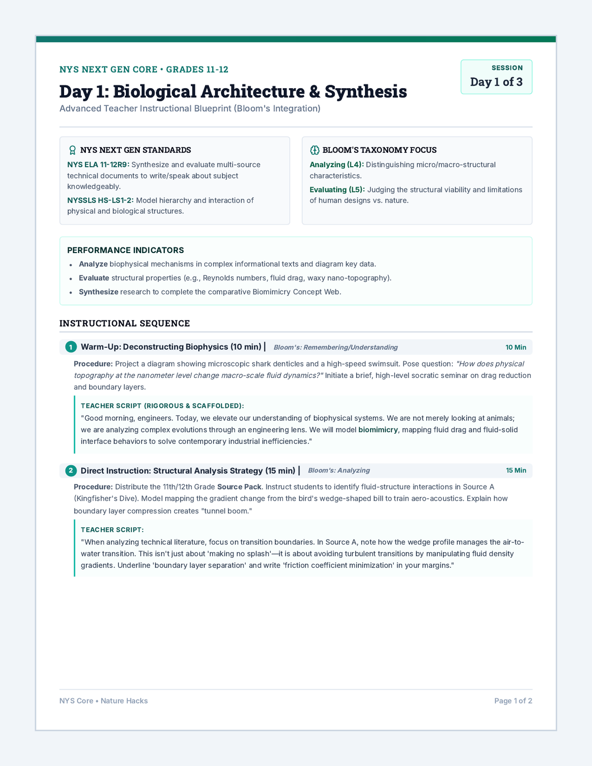 Bio Blueprint Teacher Guide page 1
