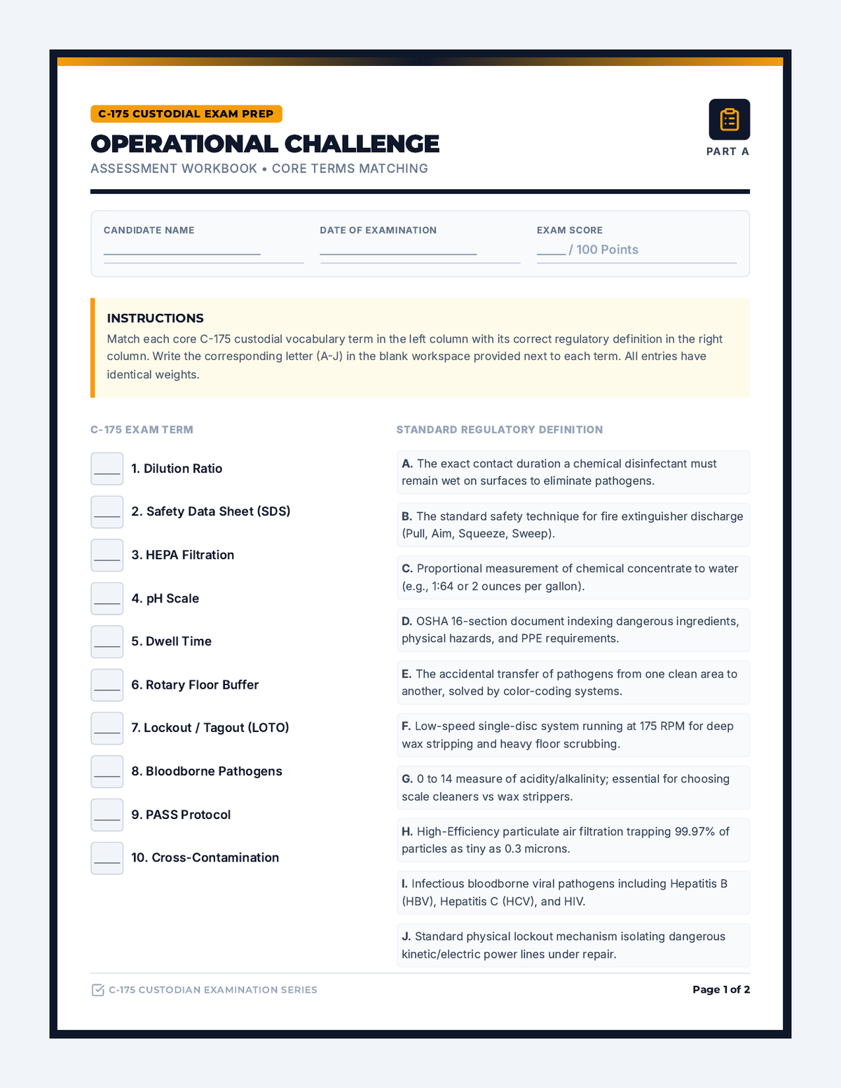 Matching Scenarios Worksheet page 1