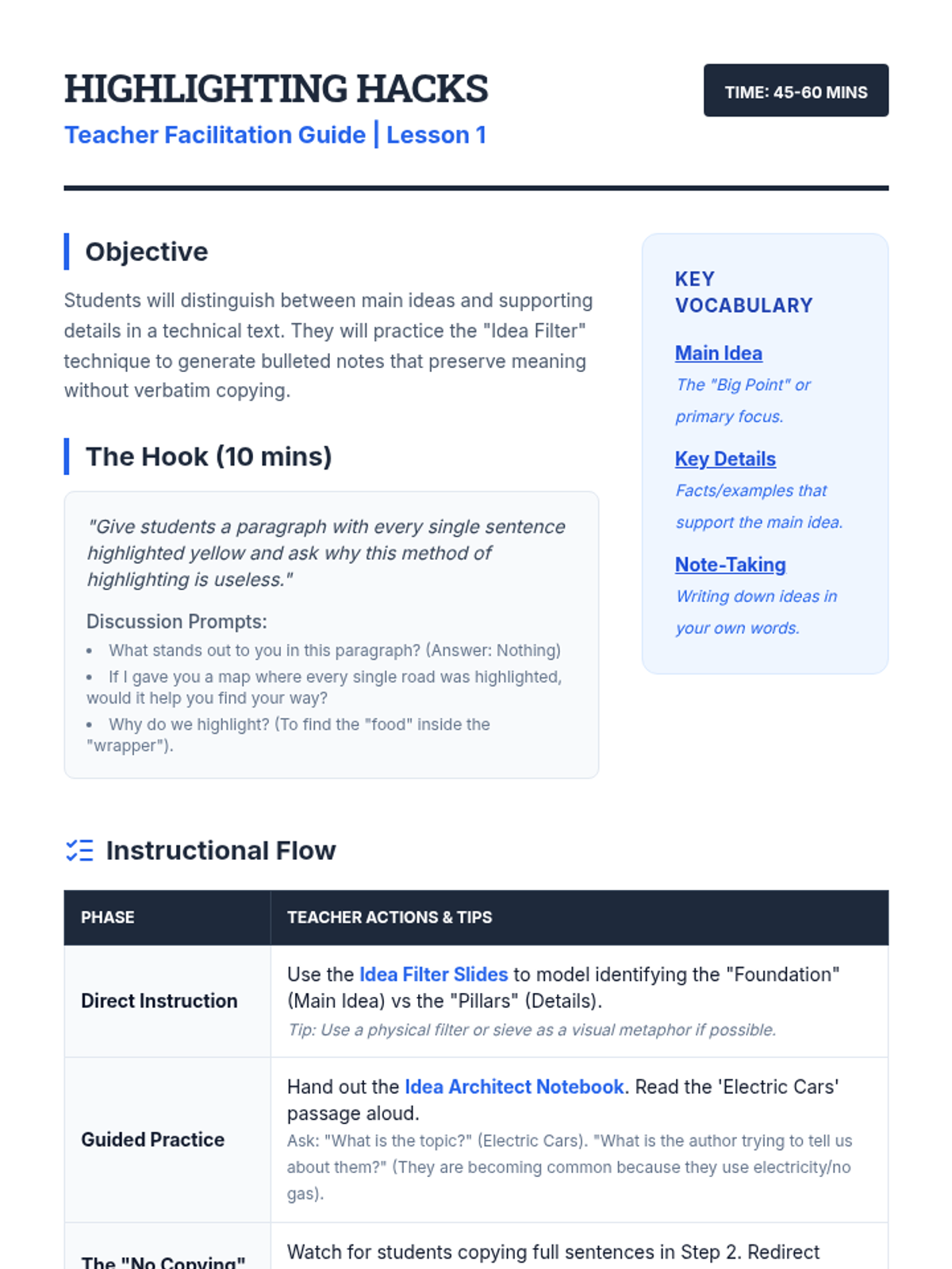 Highlighting Hacks Teacher Guide