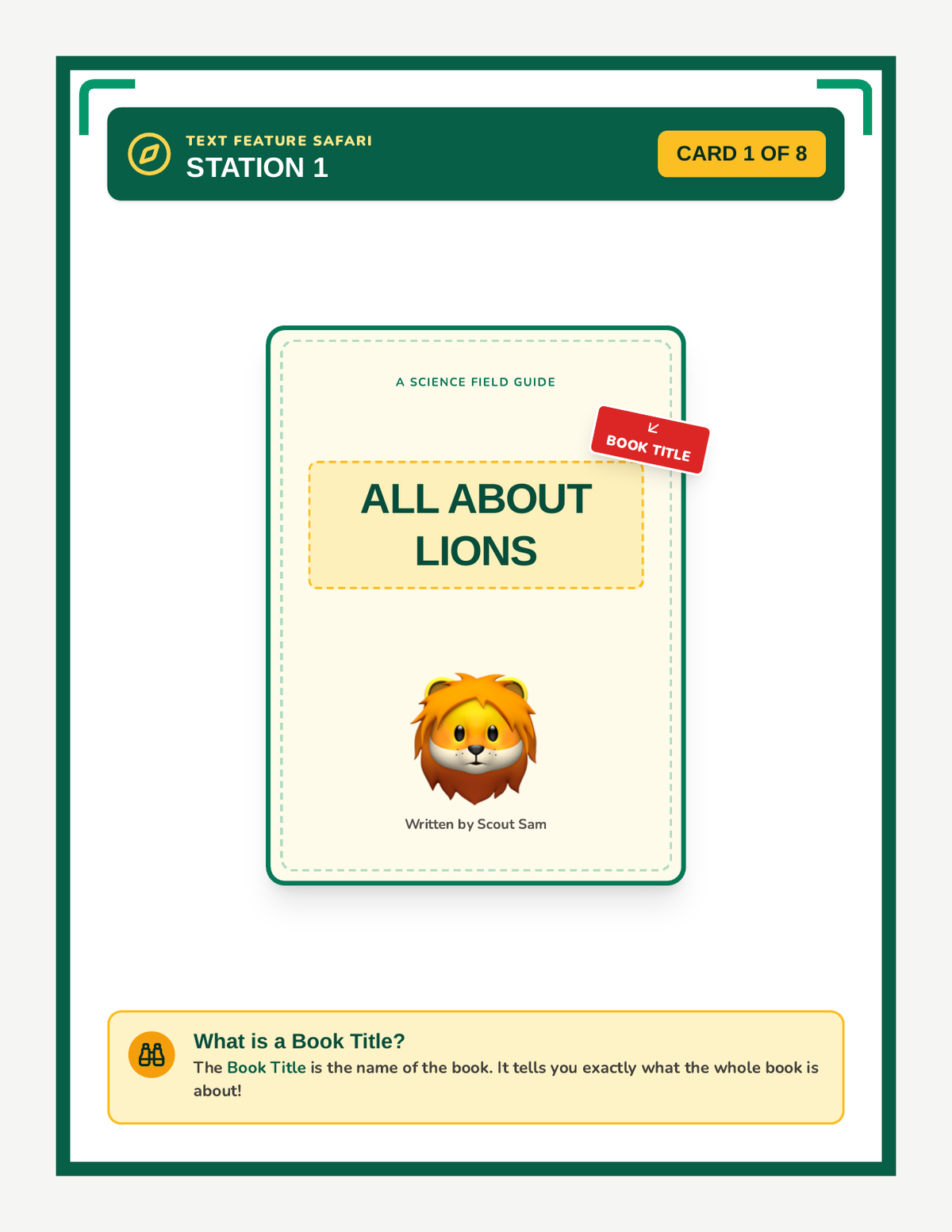 Safari Station Cards page 1
