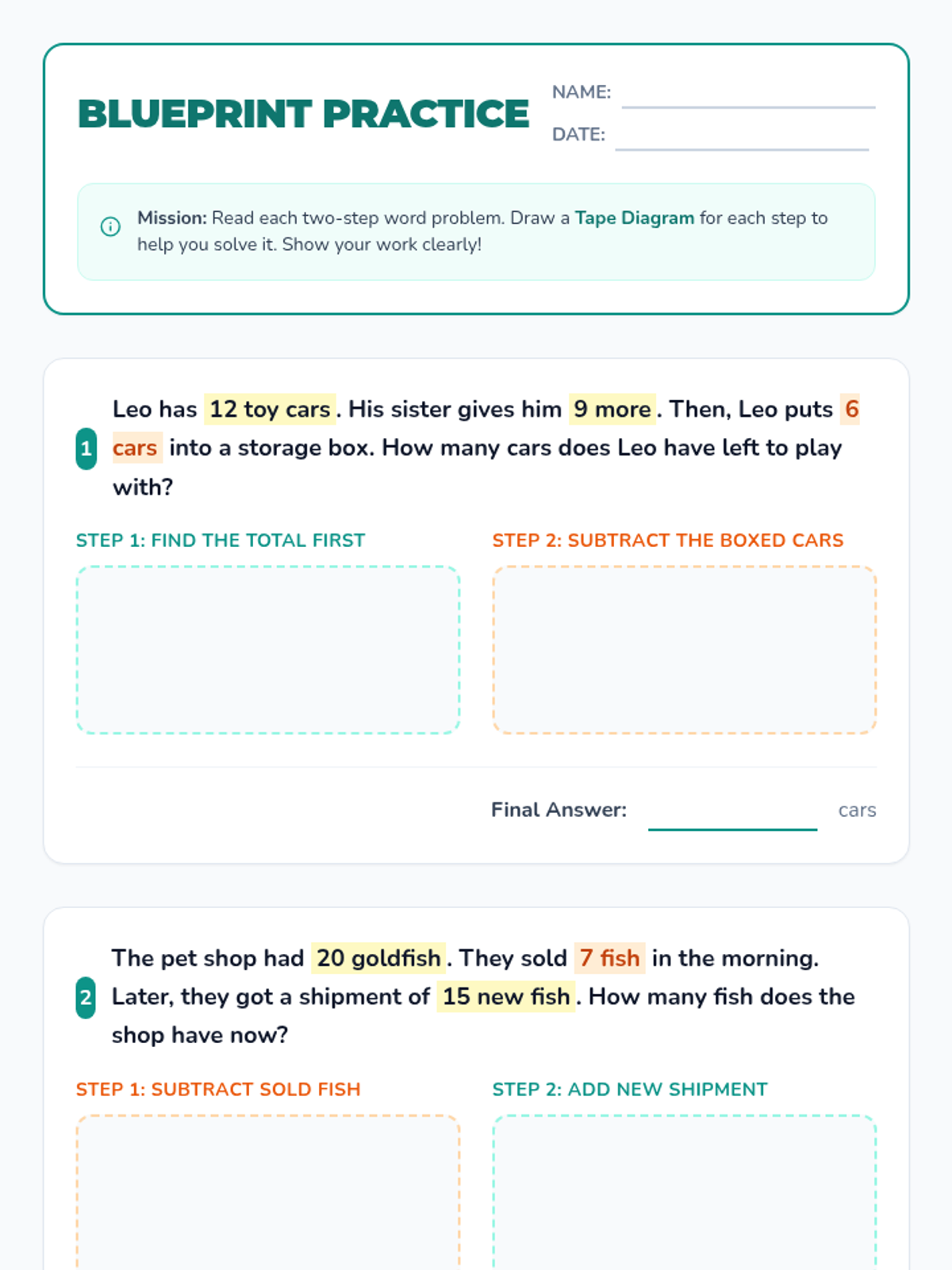 Blueprint Practice Worksheet • Material • Lenny Learning