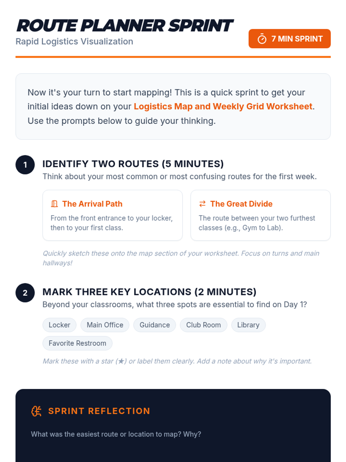 First Week Logistics Map • Lesson • Lenny Learning