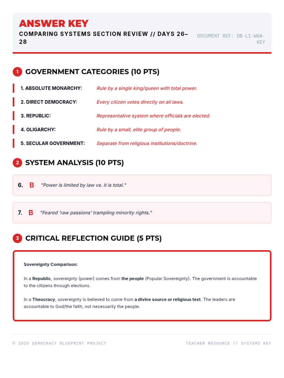 Systems Section Review Key