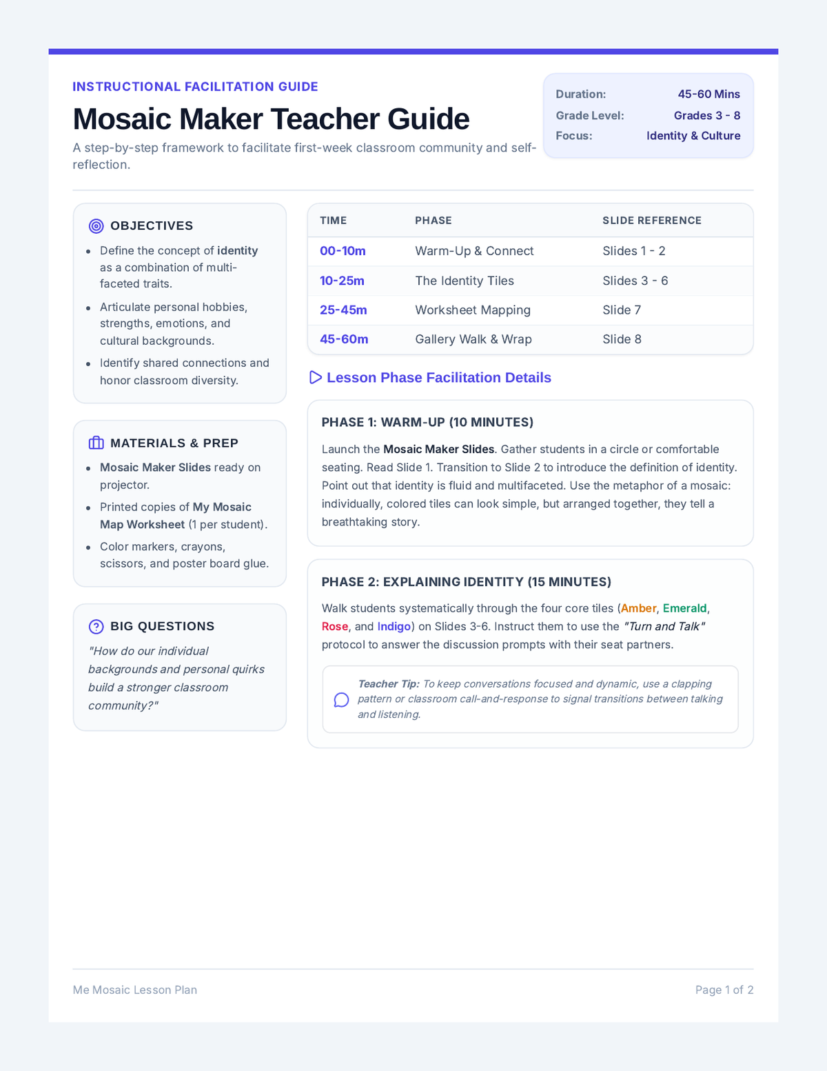 Mosaic Maker Teacher Guide page 1