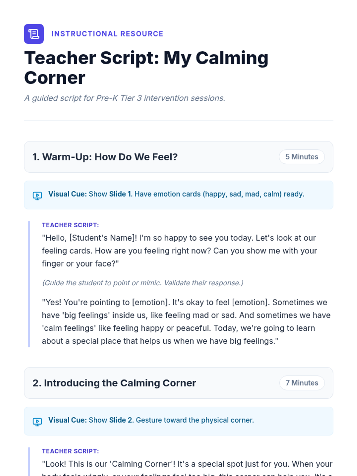 My Calming Corner • Lesson • Lenny Learning