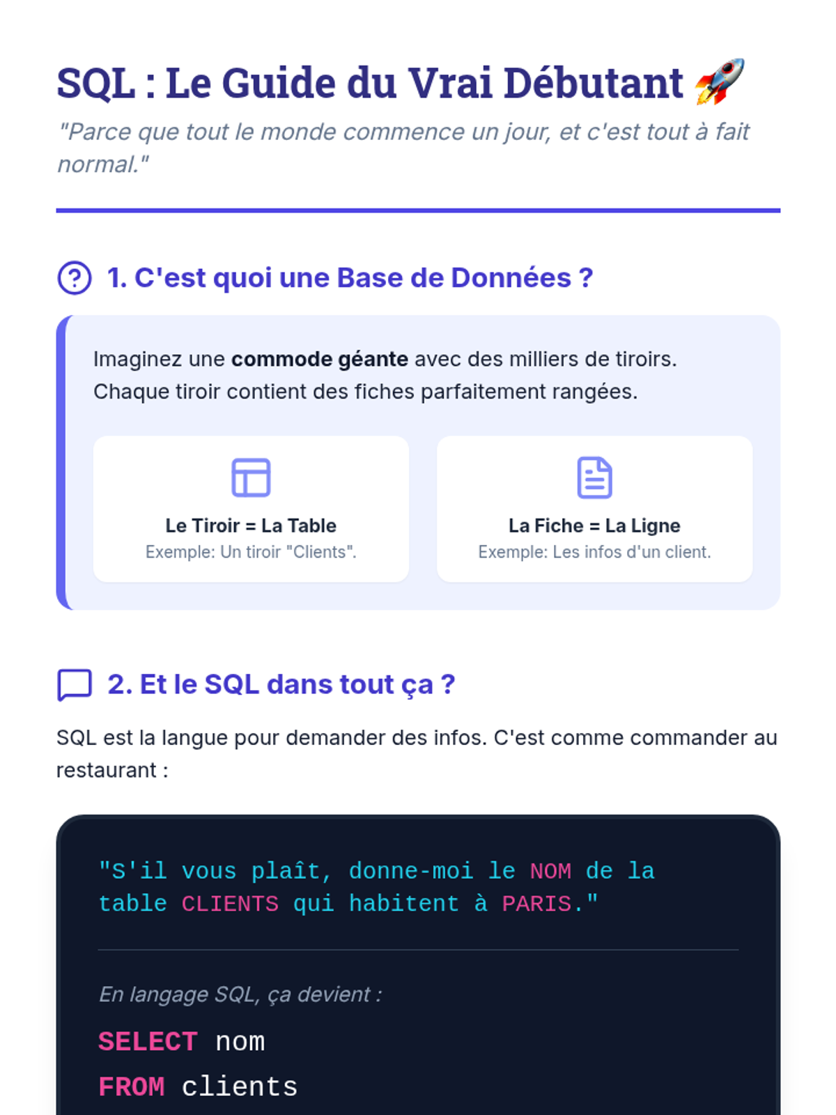 Guide de Démarrage SQL Document