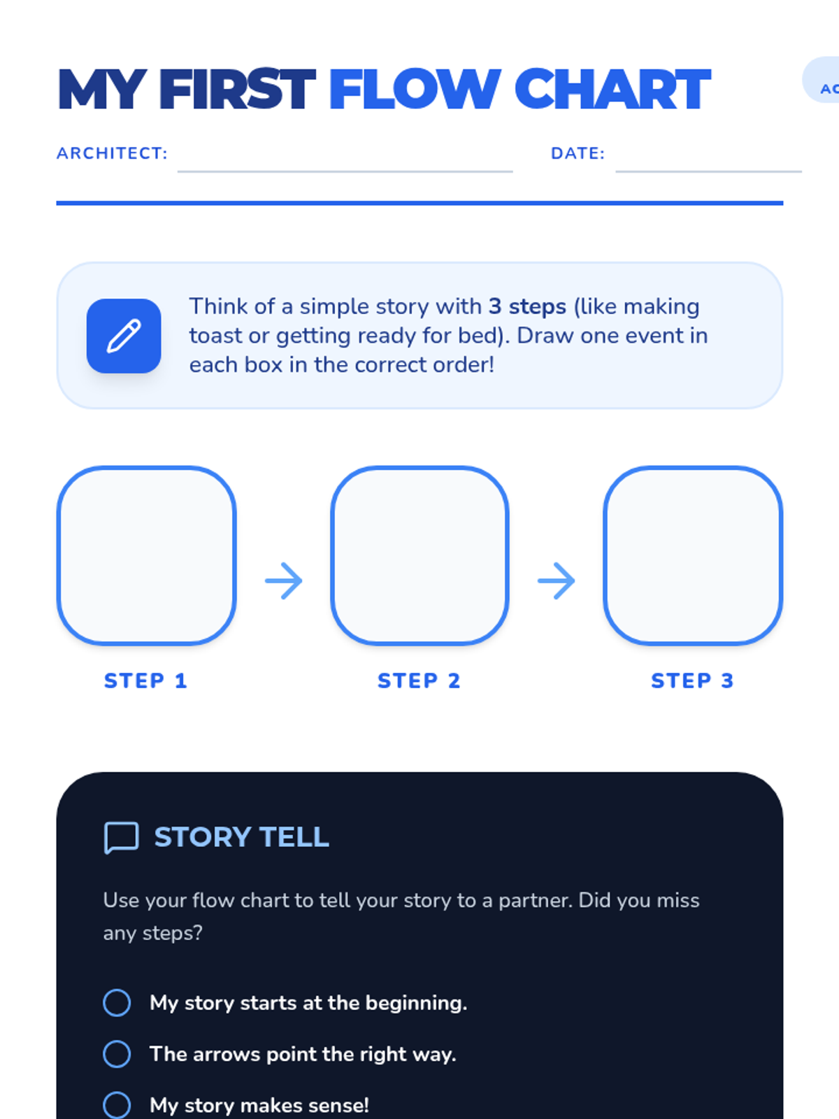 My First Flowchart Worksheet • Material • Lenny Learning
