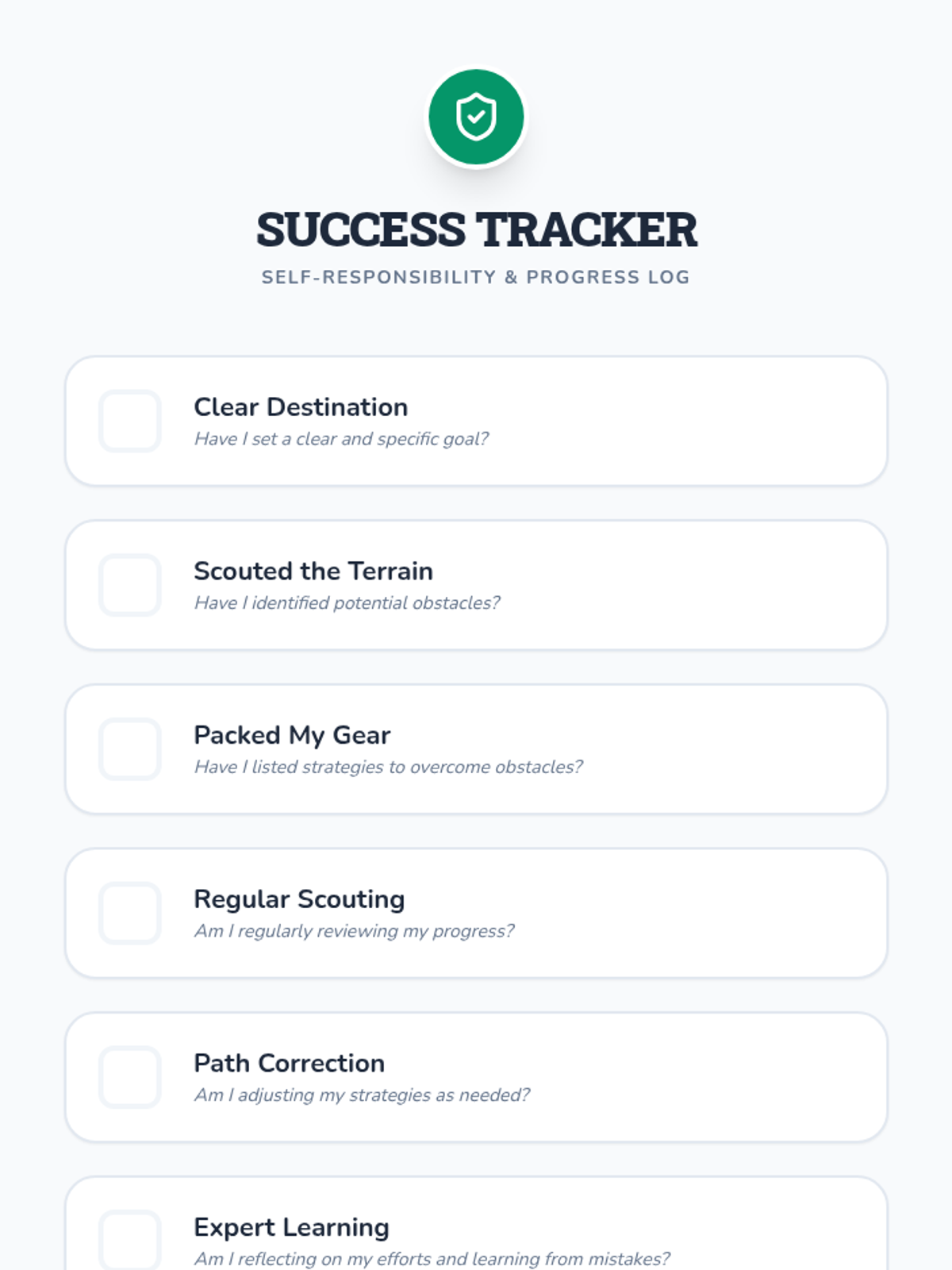 Success Tracker Checklist • Material • Lenny Learning