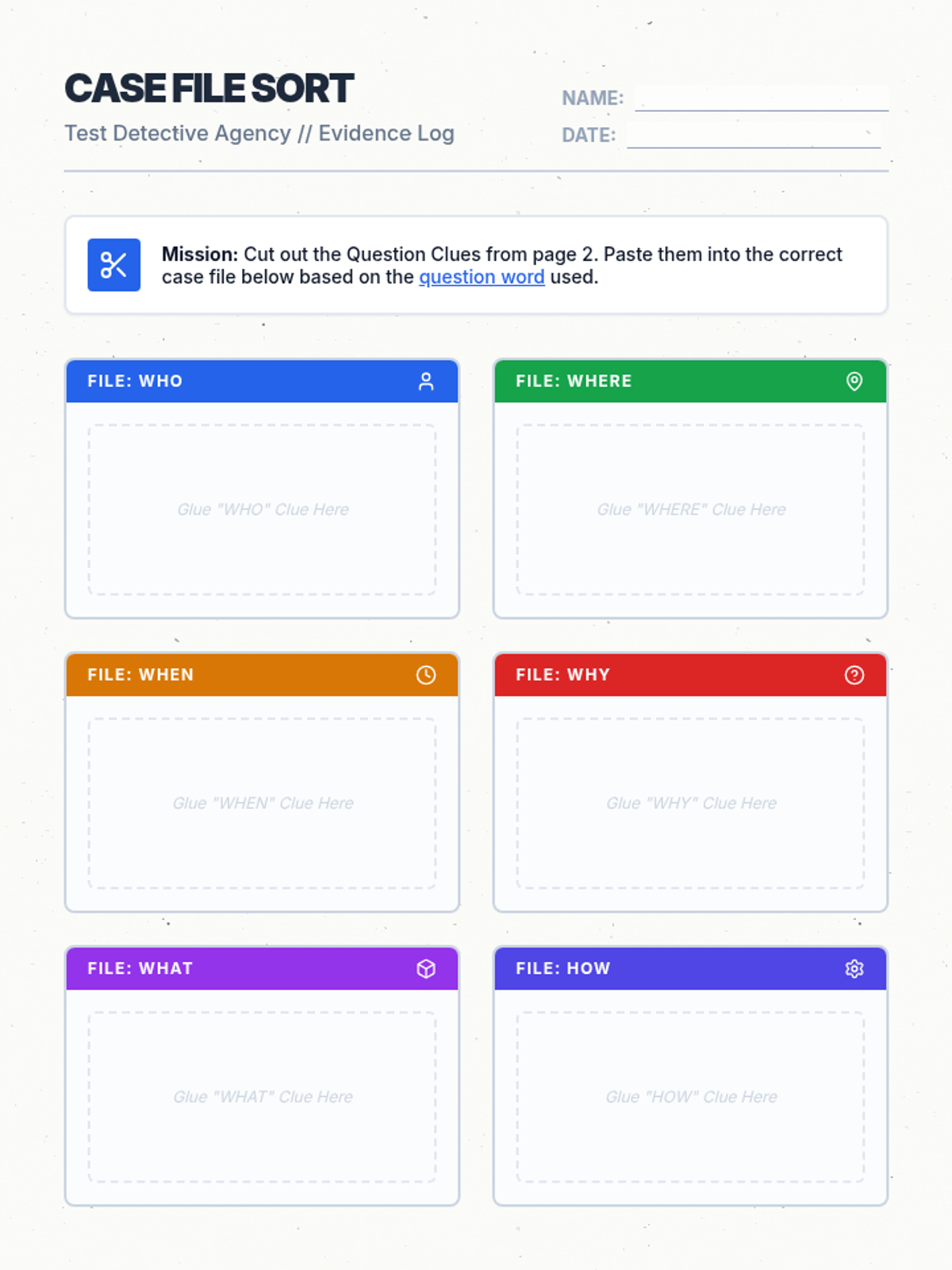 Case File Sort Worksheet