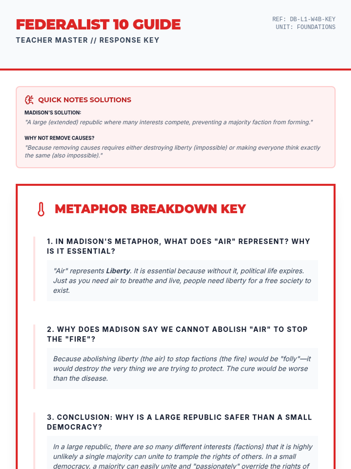 Federalist 10 Reader Guide