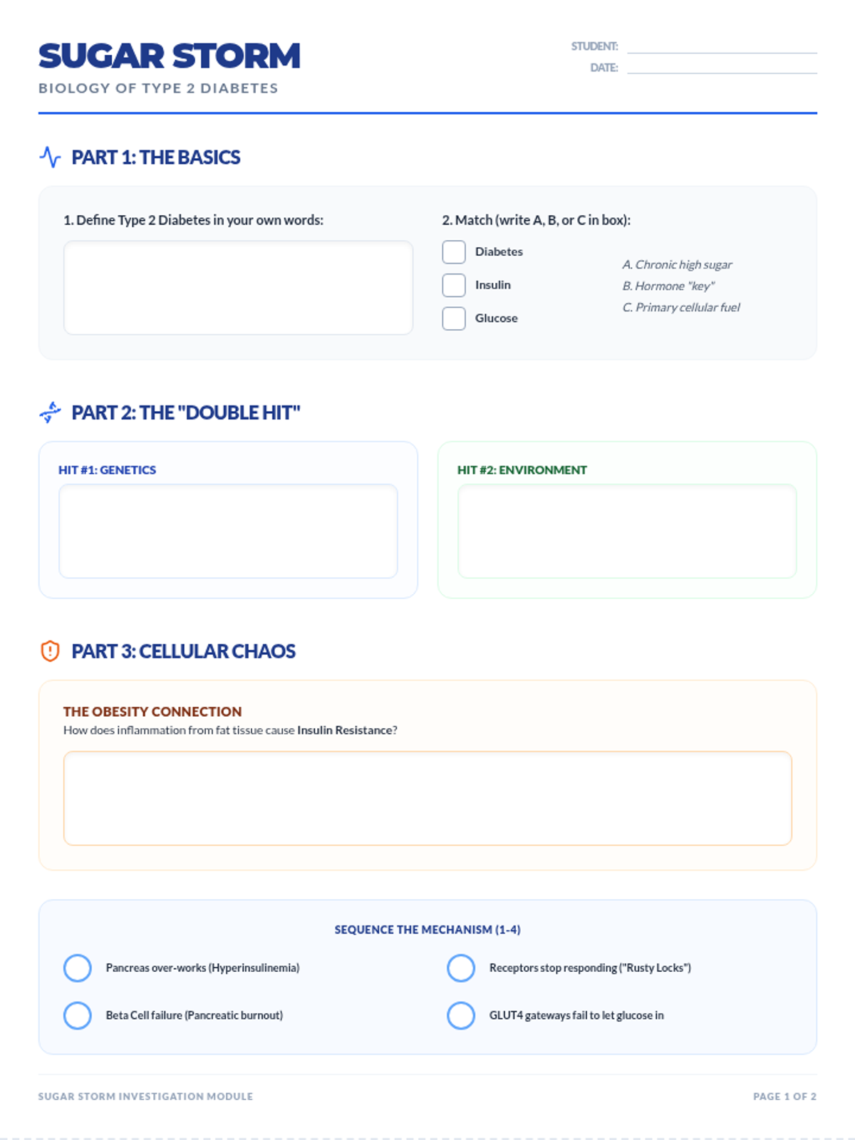Sugar Storm Worksheet