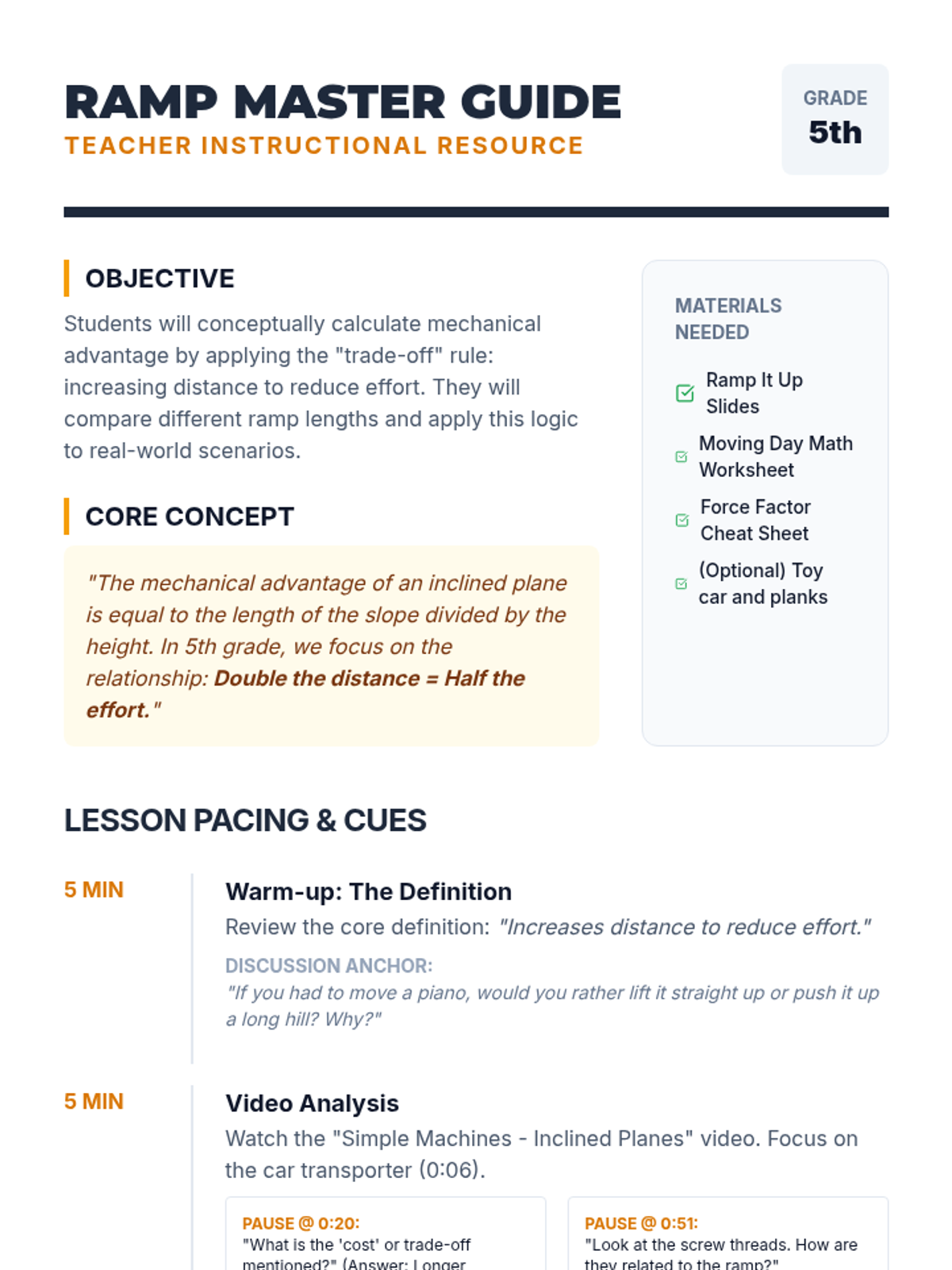 Ramp Master Teacher Guide • Material • Lenny Learning