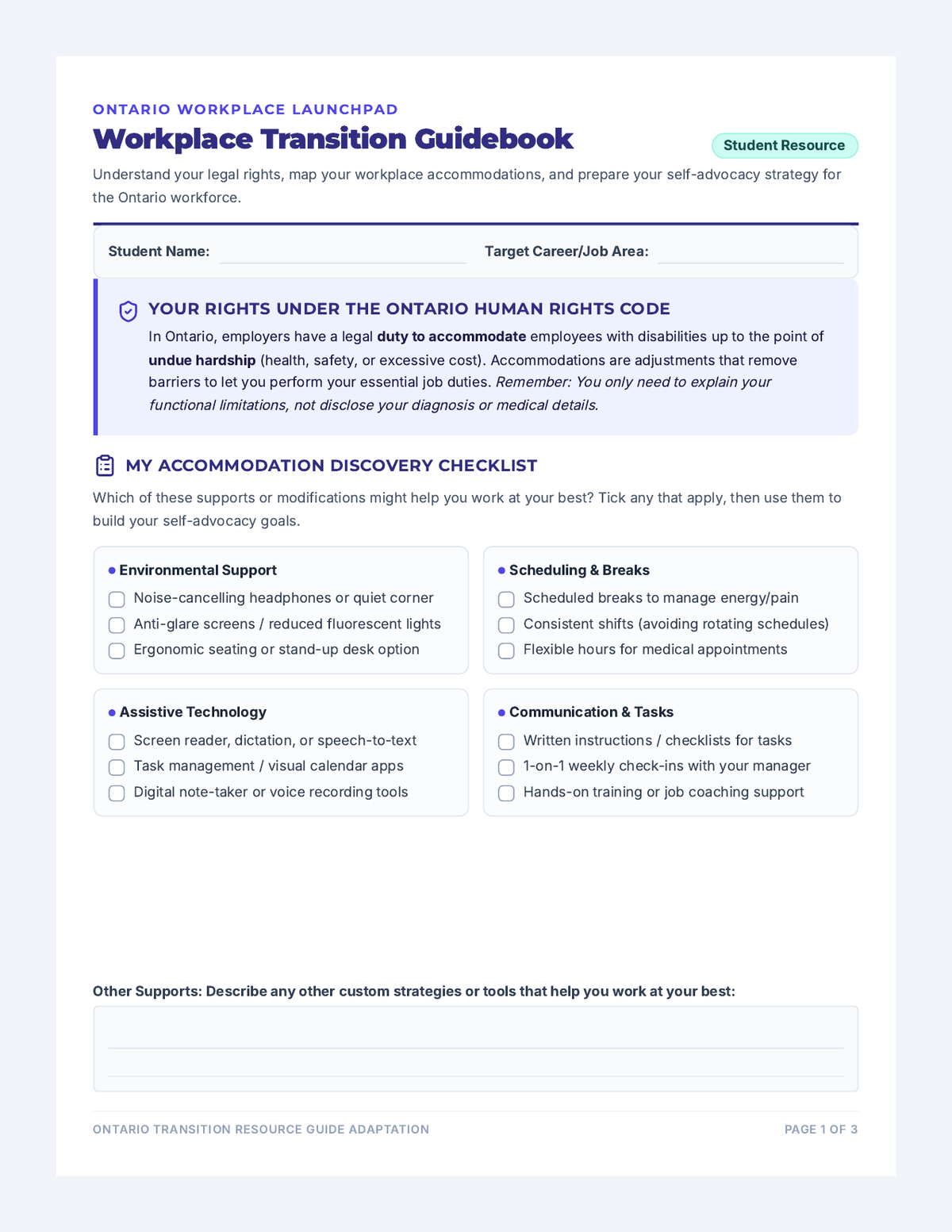 Workplace Transition Guidebook page 1