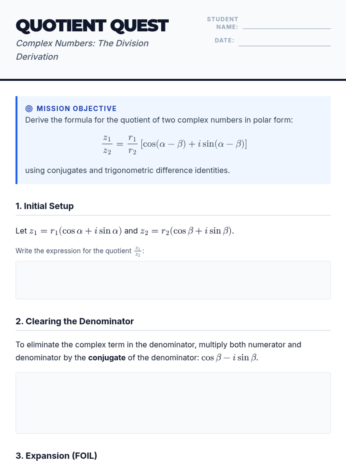 Quotient Quest Worksheet • Material • Lenny Learning