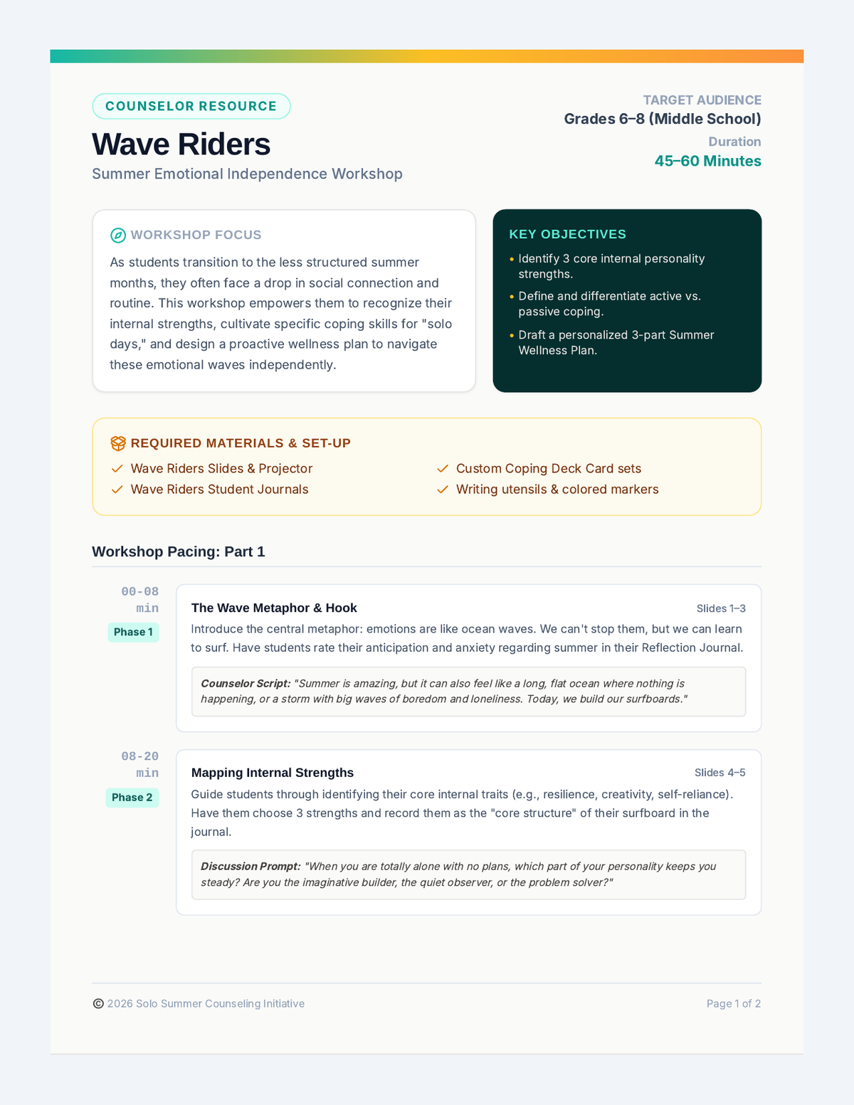 Wave Riders Facilitator Guide page 1