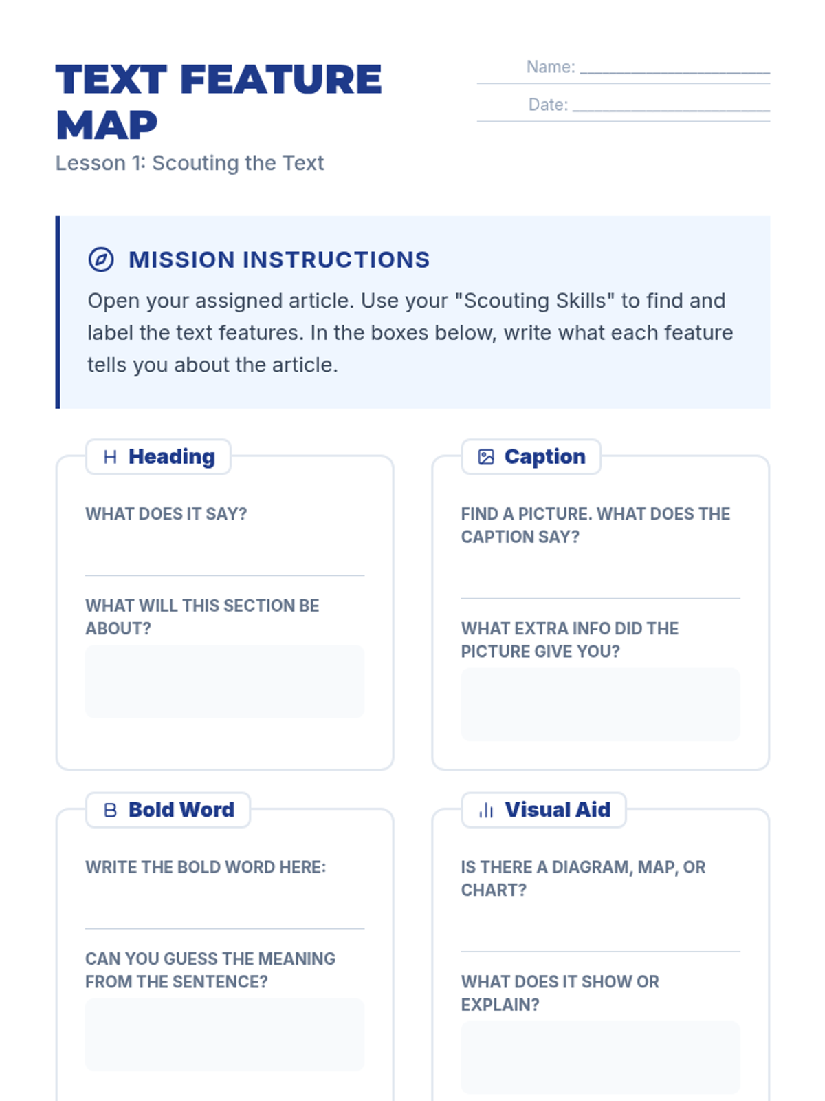 Feature Map Worksheet