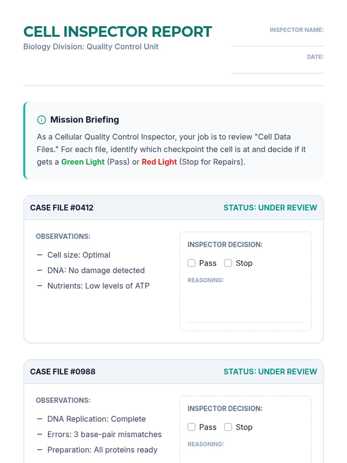 Cell Search Report Example Cell Inspector Report Worksheet • Material • Lenny.com