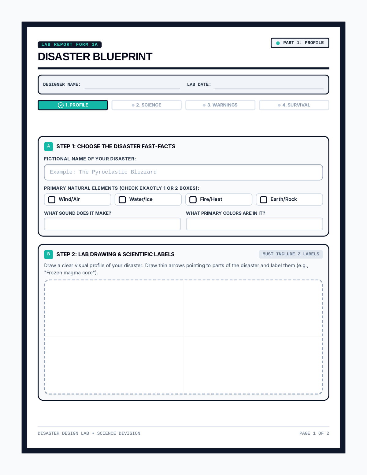 Disaster Blueprint Worksheet page 1