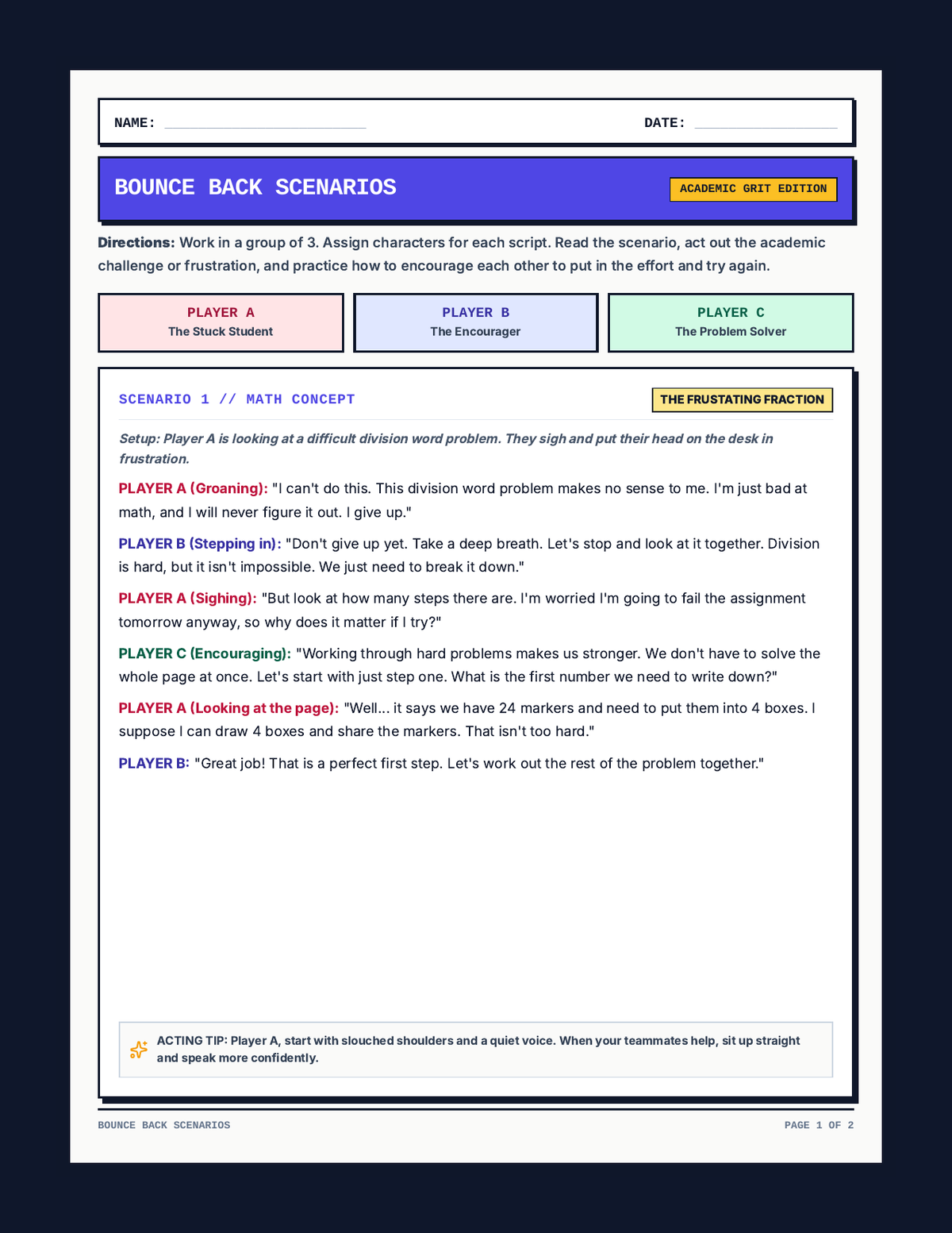 Bounce Back Skit Scripts page 1