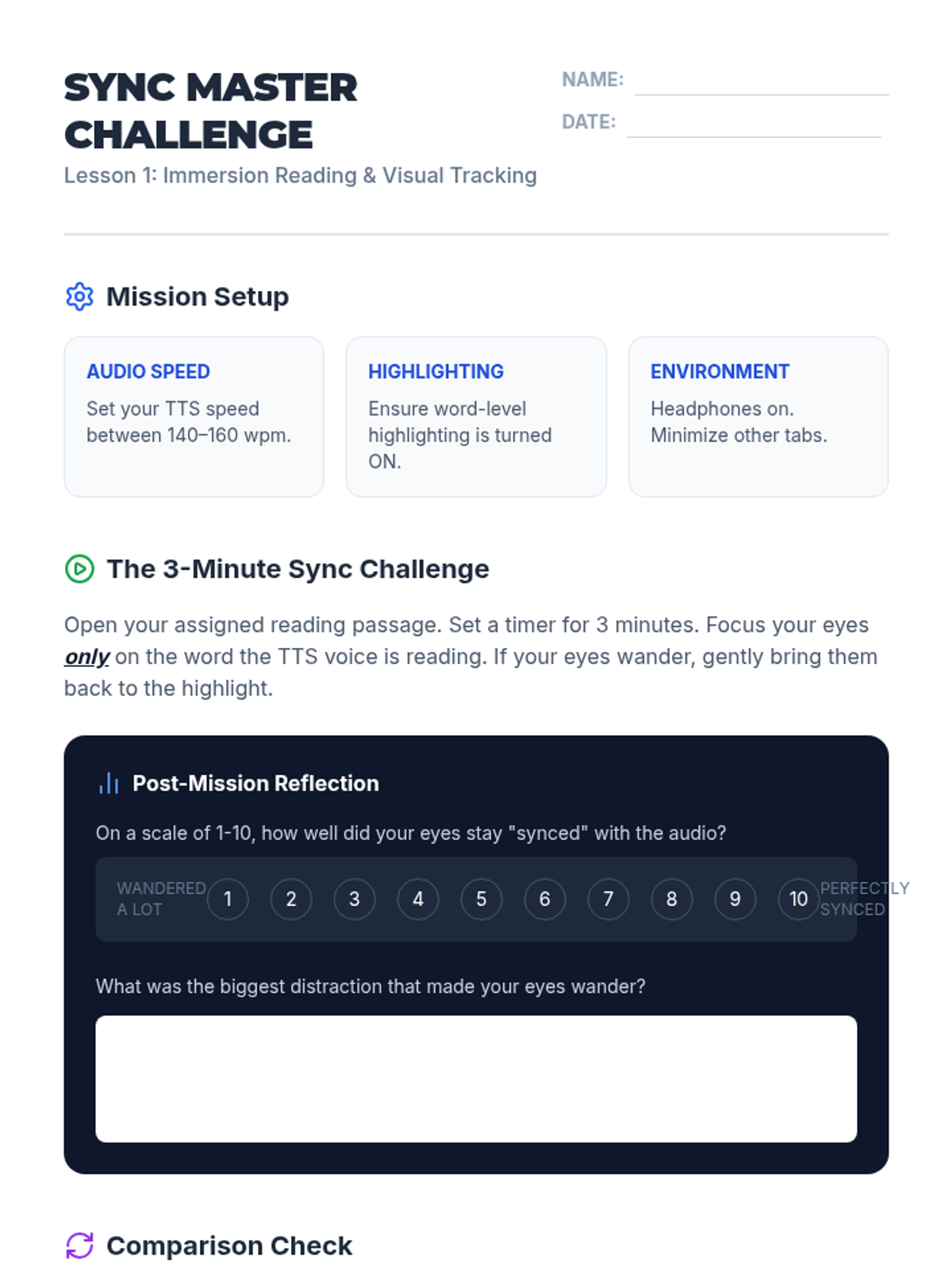 Sync Master Worksheet
