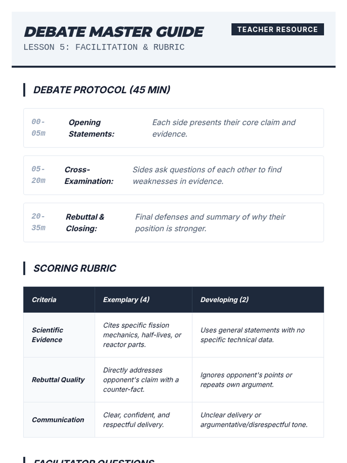 Debate Master Guide • Material • Lenny Learning