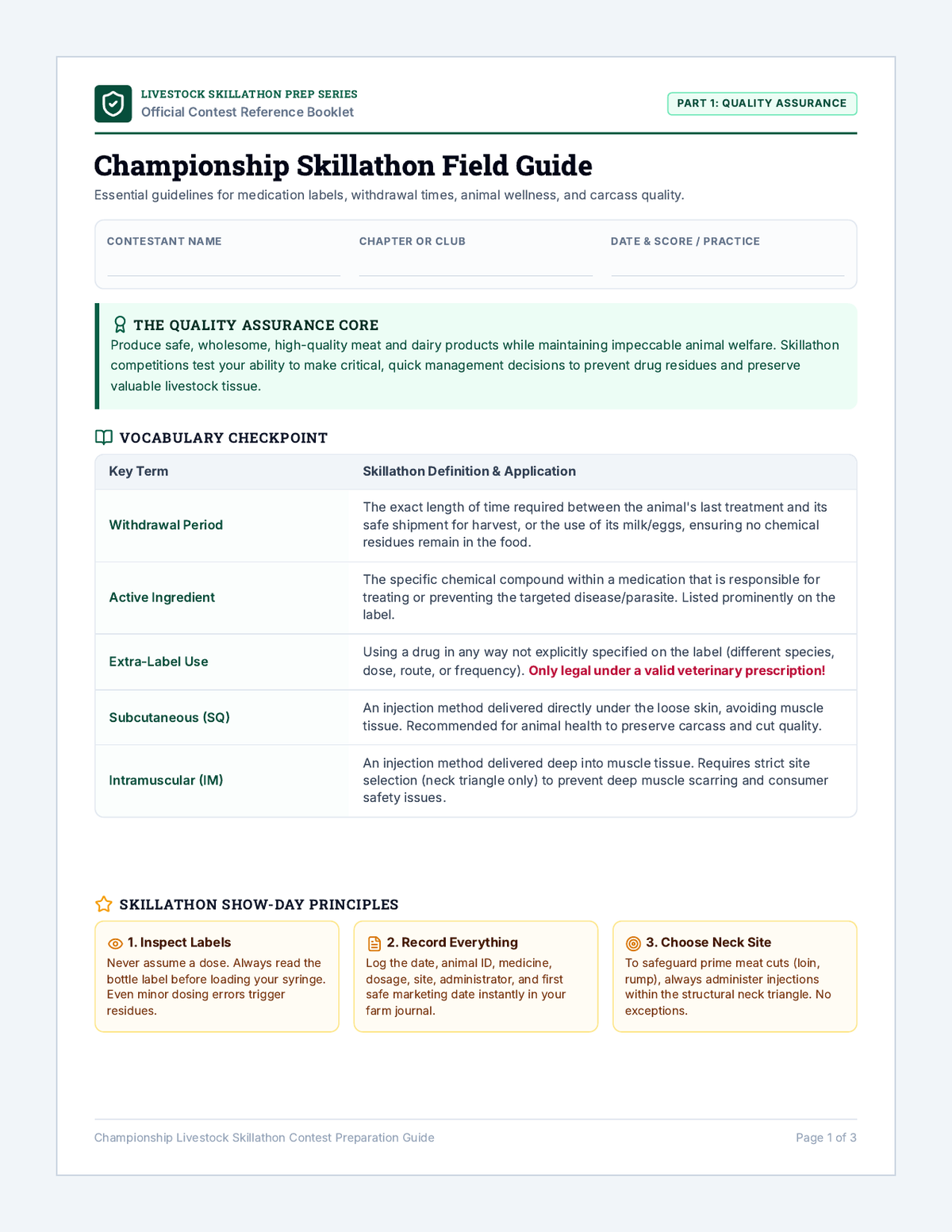 Skillathon Quality Assurance Guide page 1