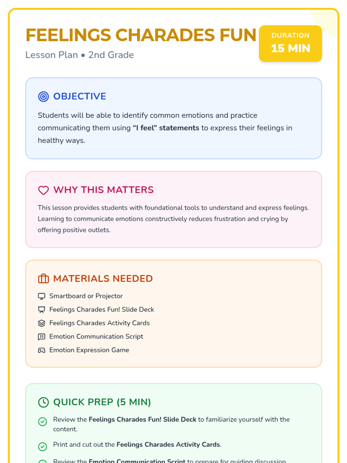 Feelings Charades Lesson Plan • Material • Lenny.com