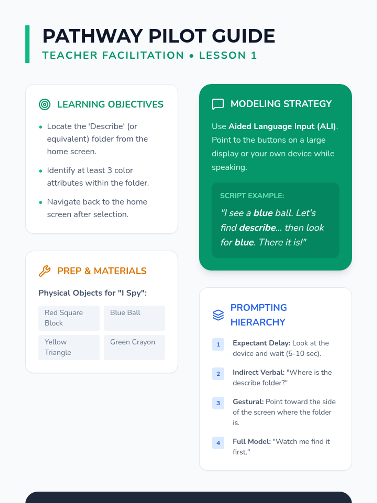 Pathway Pilot Guide Lesson 1 • Material • Lenny Learning