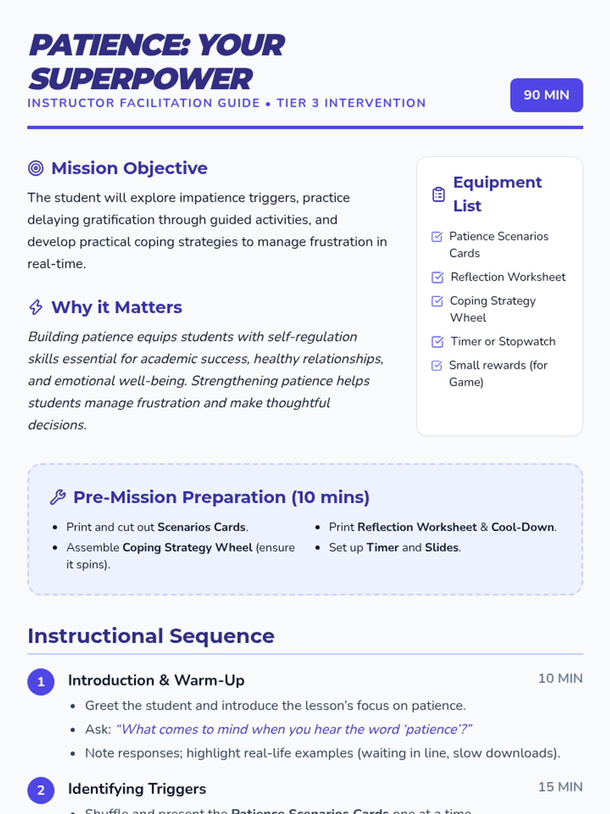 Patience Lesson Plan Guide • Material • Lenny Learning