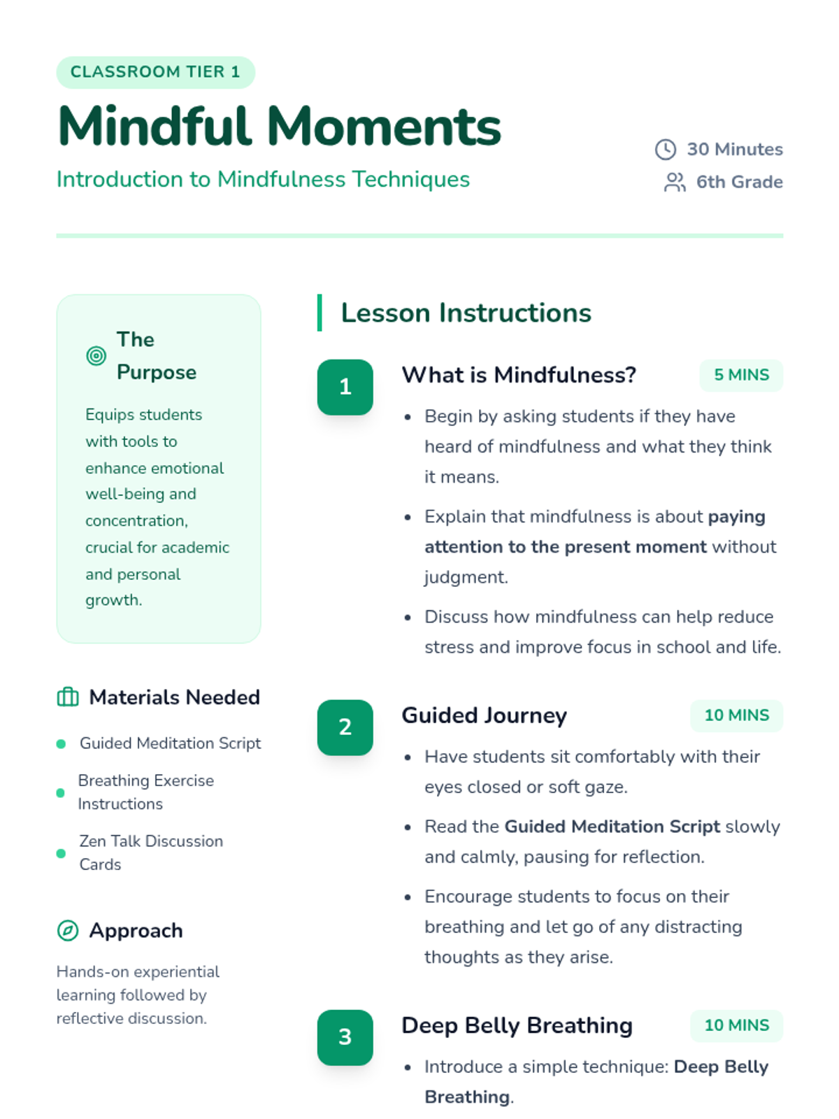 Mindful Moments Lesson Plan • Material • Lenny Learning