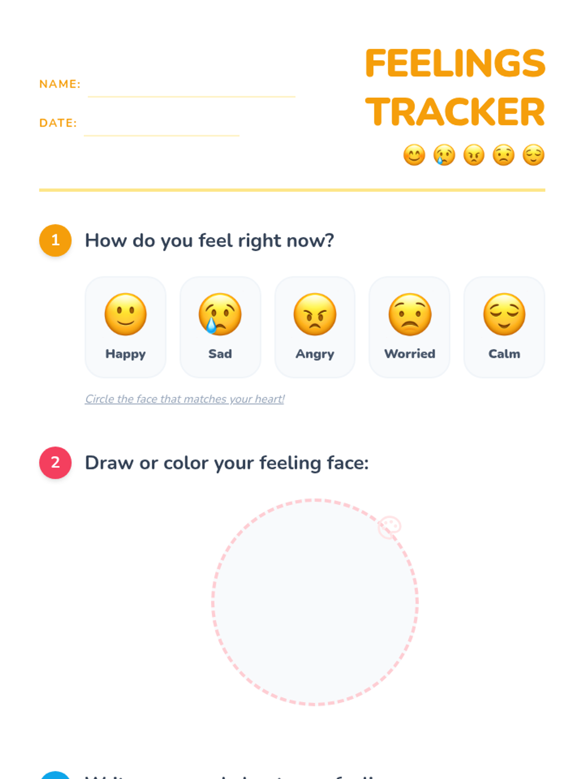 Feelings Tracker Worksheet • Material • Lenny Learning