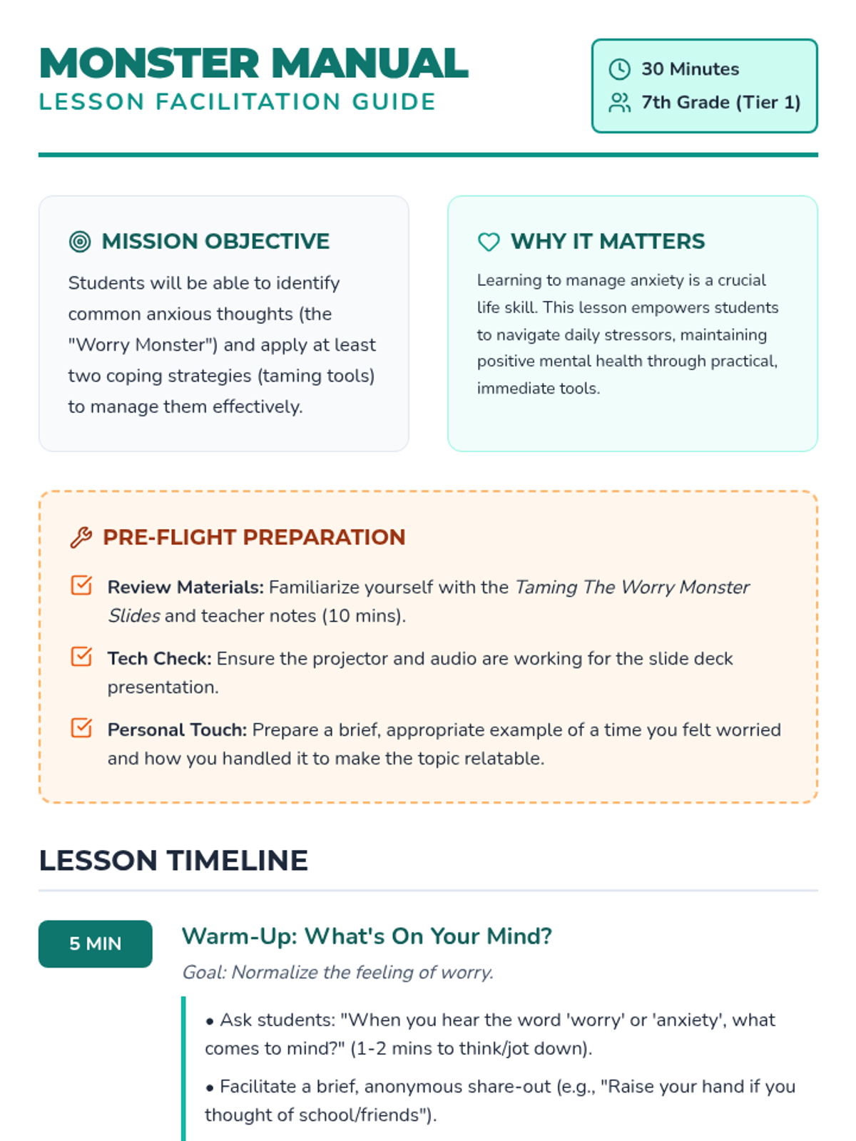 Monster Lessons Taming The Worry Monster • Lesson • Lenny Learning