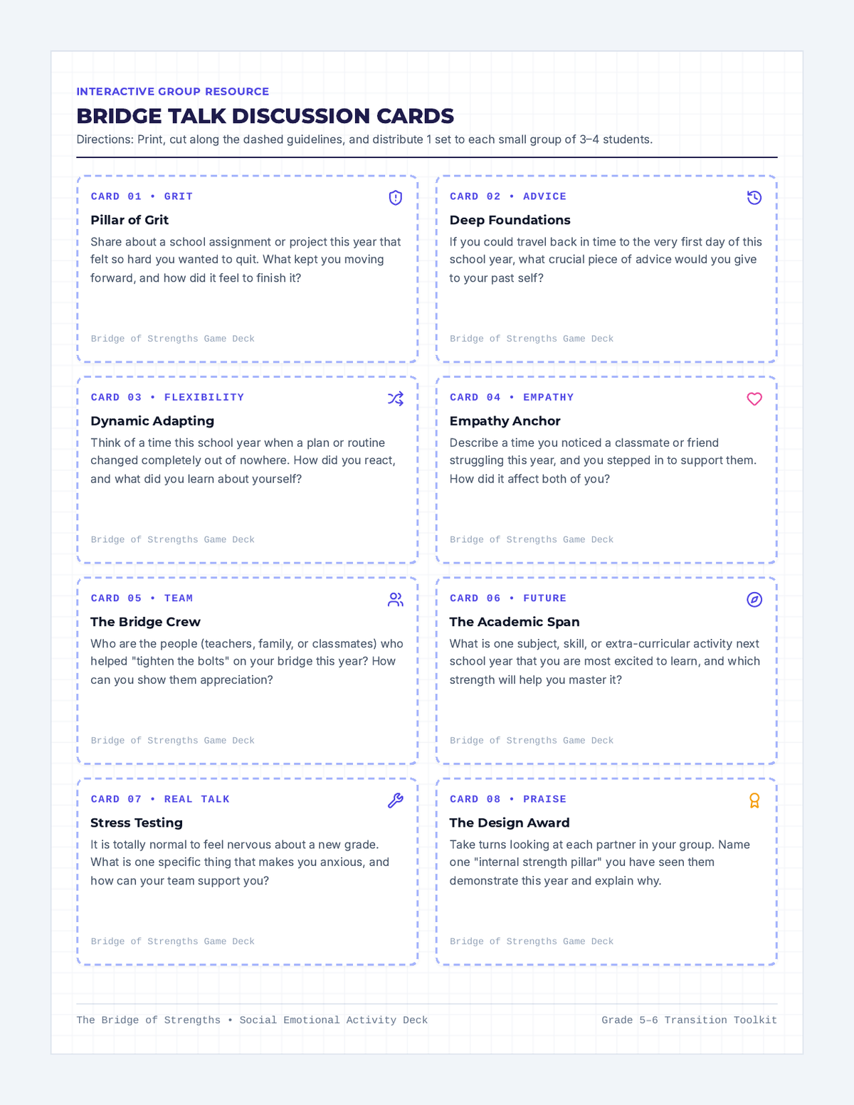 Bridge Talk Cards page 1
