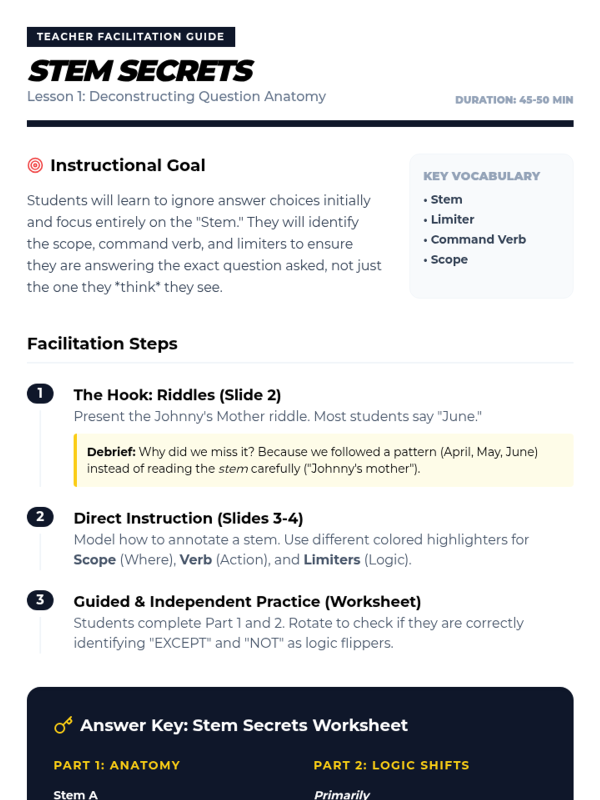 Stem Secrets Teacher Guide