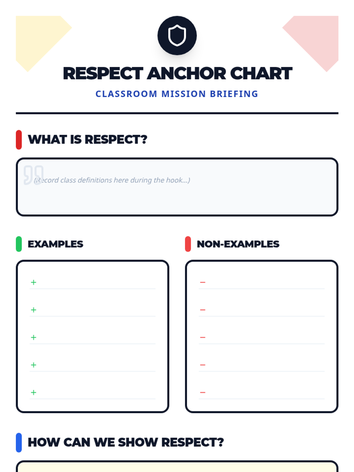 Respect Anchor Chart Activity • Material • Lenny Learning