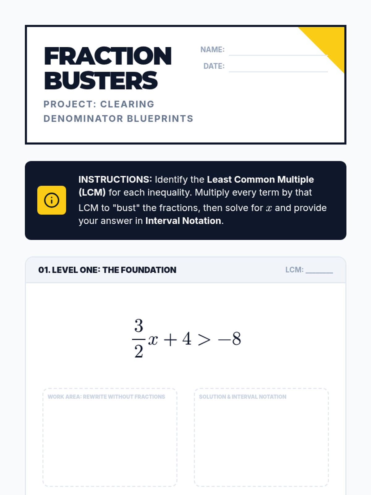 Fraction Busting Fraction Busters Activity Sheet • Material • Lenny Learning