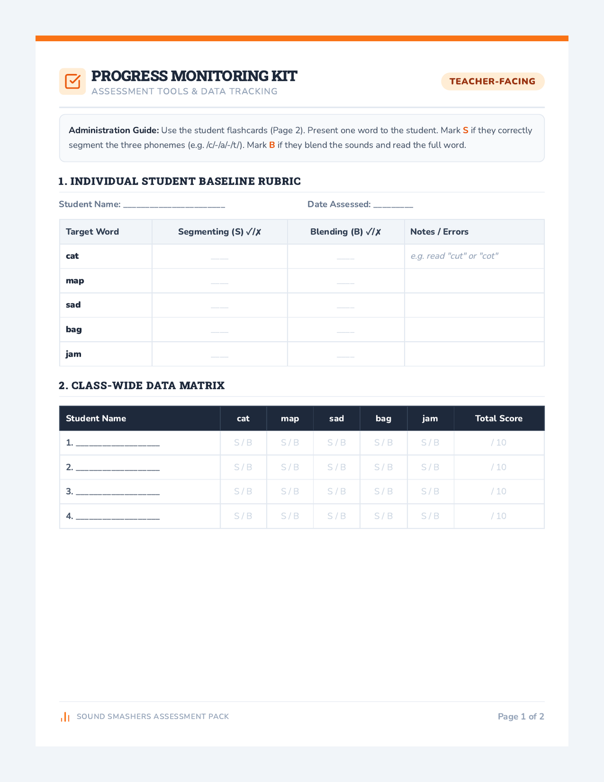 Sound Smashers Tracking Kit page 1