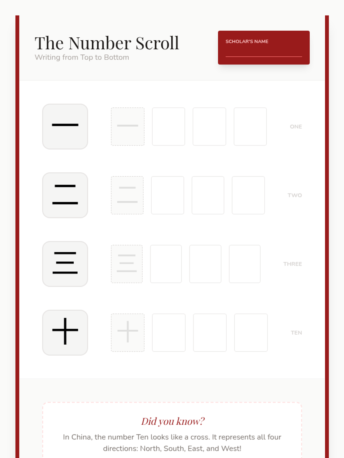 Number Scroll Worksheet • Material • Lenny Learning