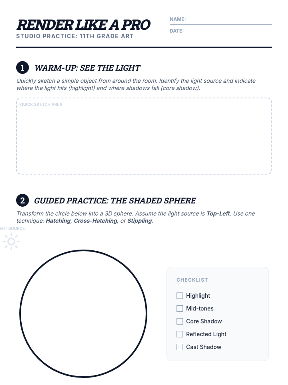 Rendering Practice Worksheet • Material • Lenny Learning