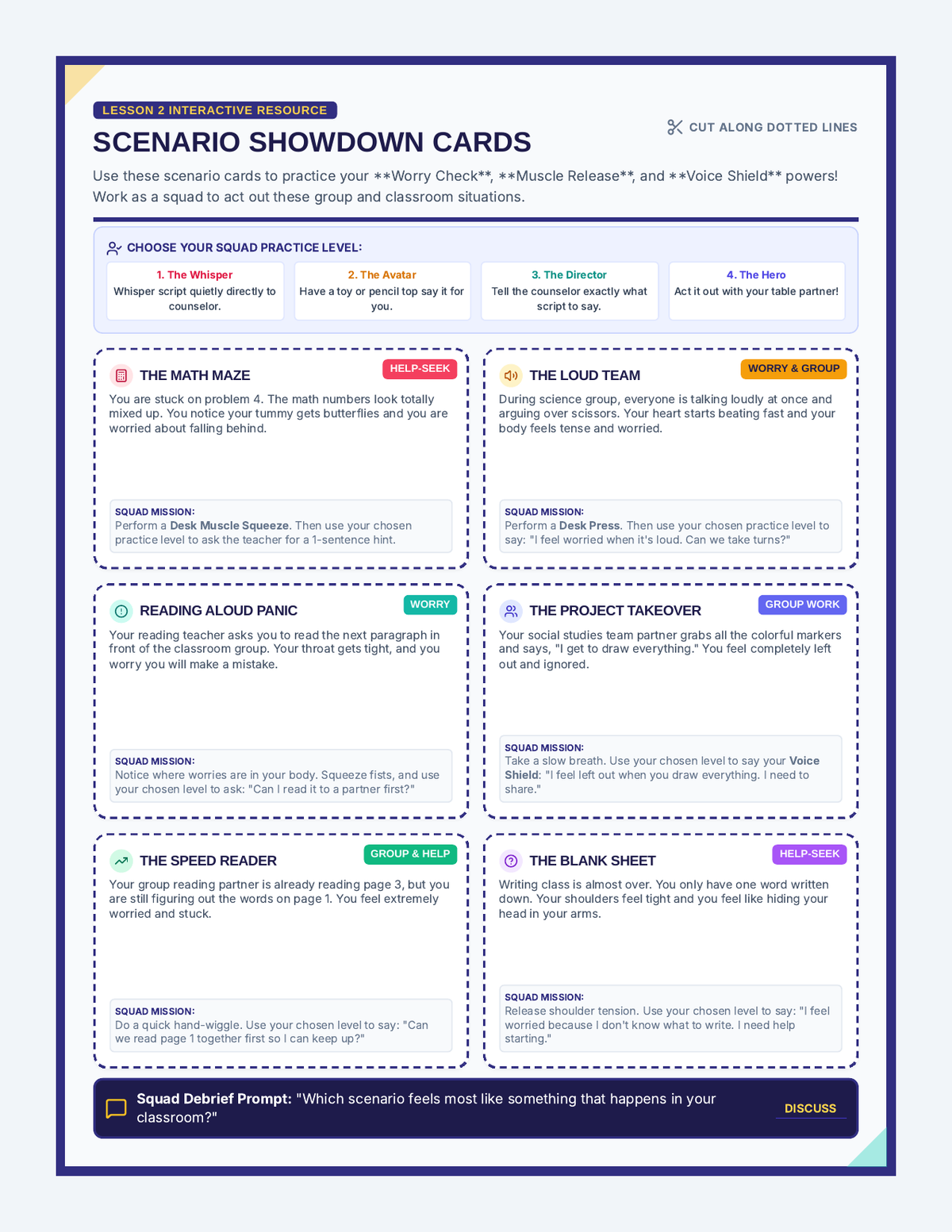 Scenario Showdown Cards page 1