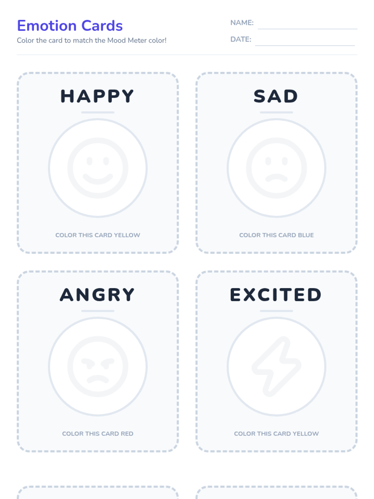 Printable Emotion Cards Worksheet • Material • Lenny Learning