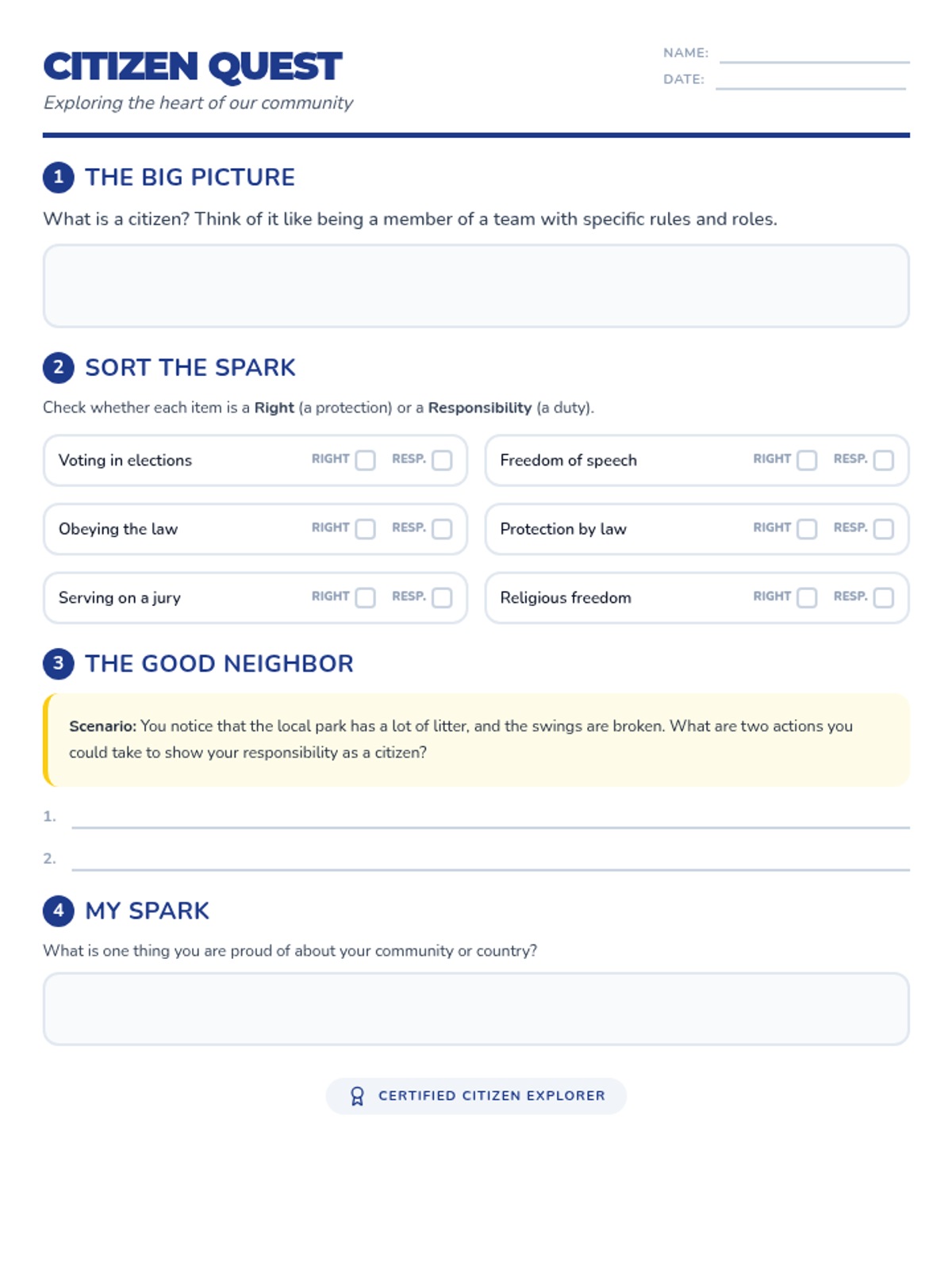 Citizen Quest Worksheet