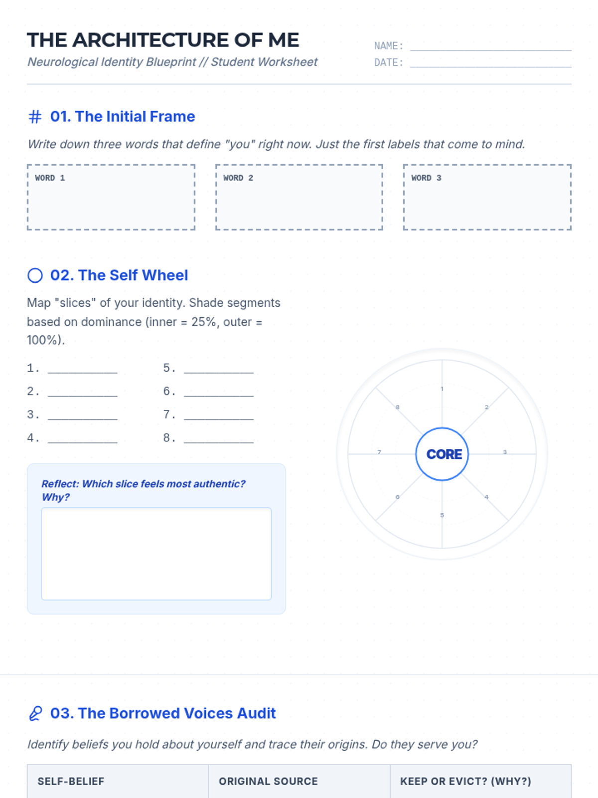 Identity Blueprint Worksheet • Material • Lenny Learning