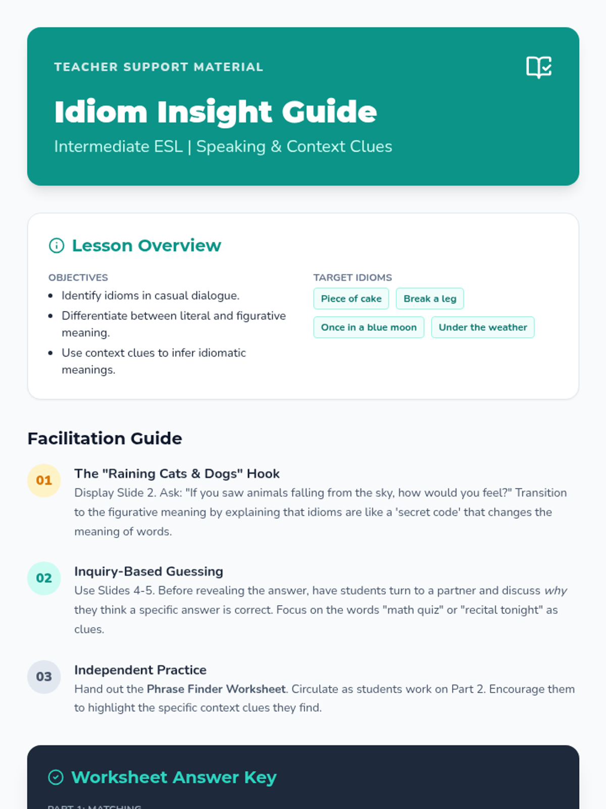 Idiom Insight Teacher Guide