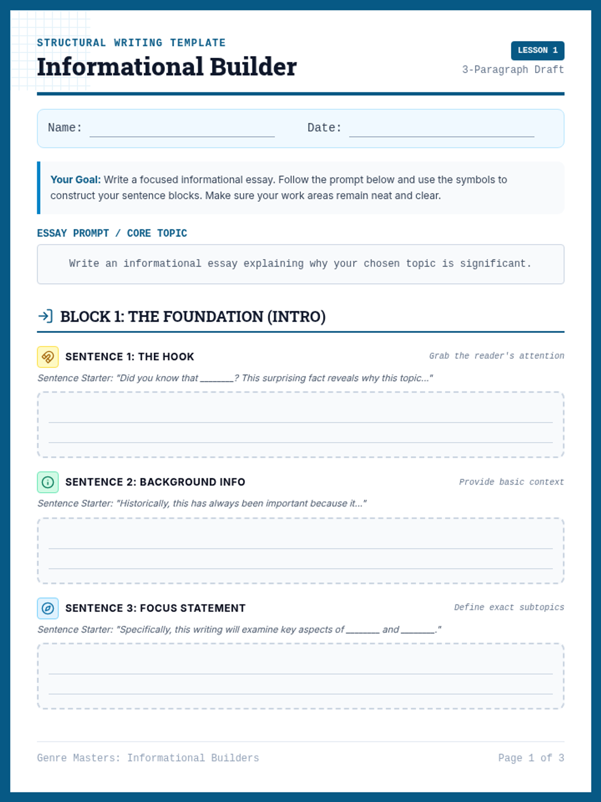 Informational Builders Organizer